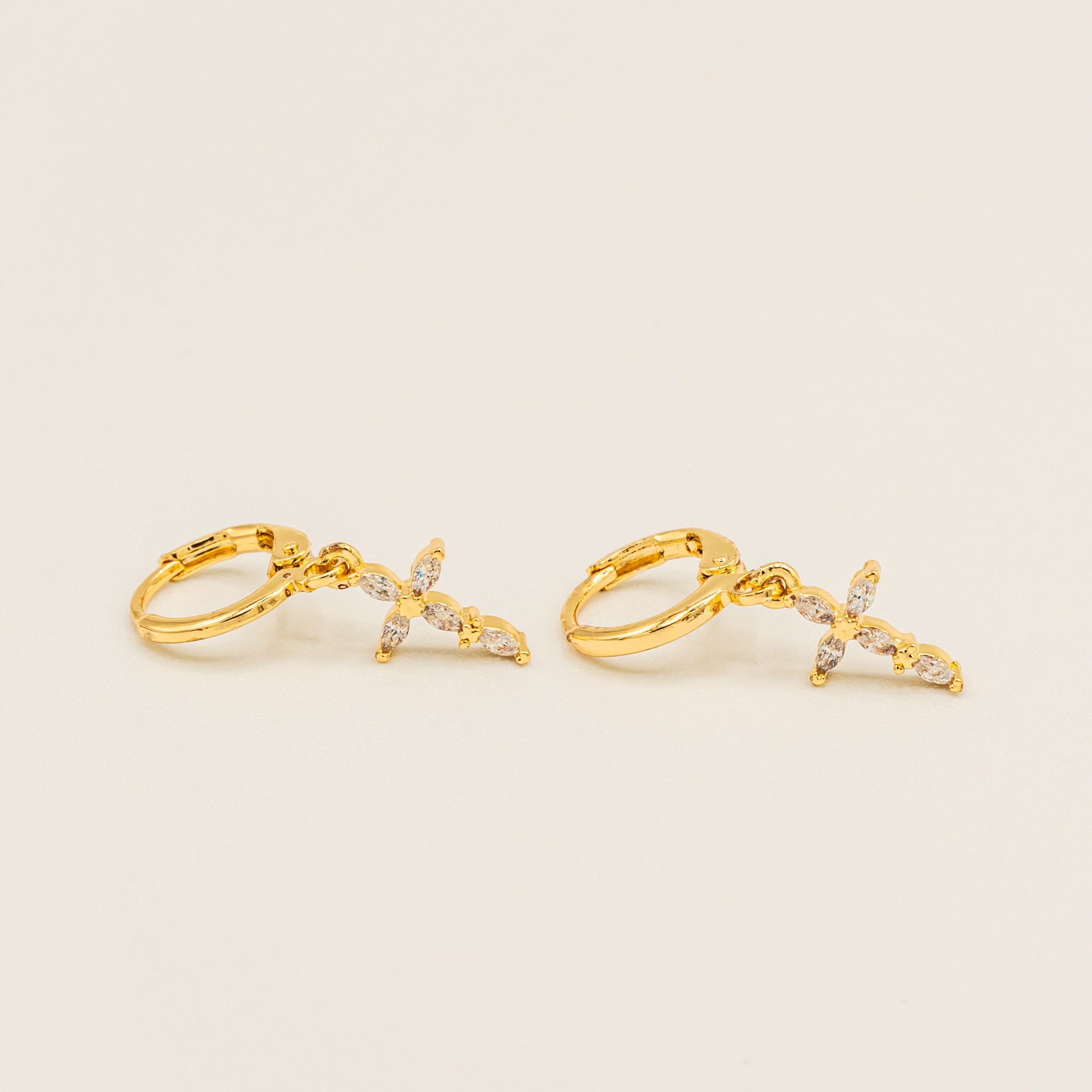 Diamond Cross Earrings-Earrings-Jessica Wang