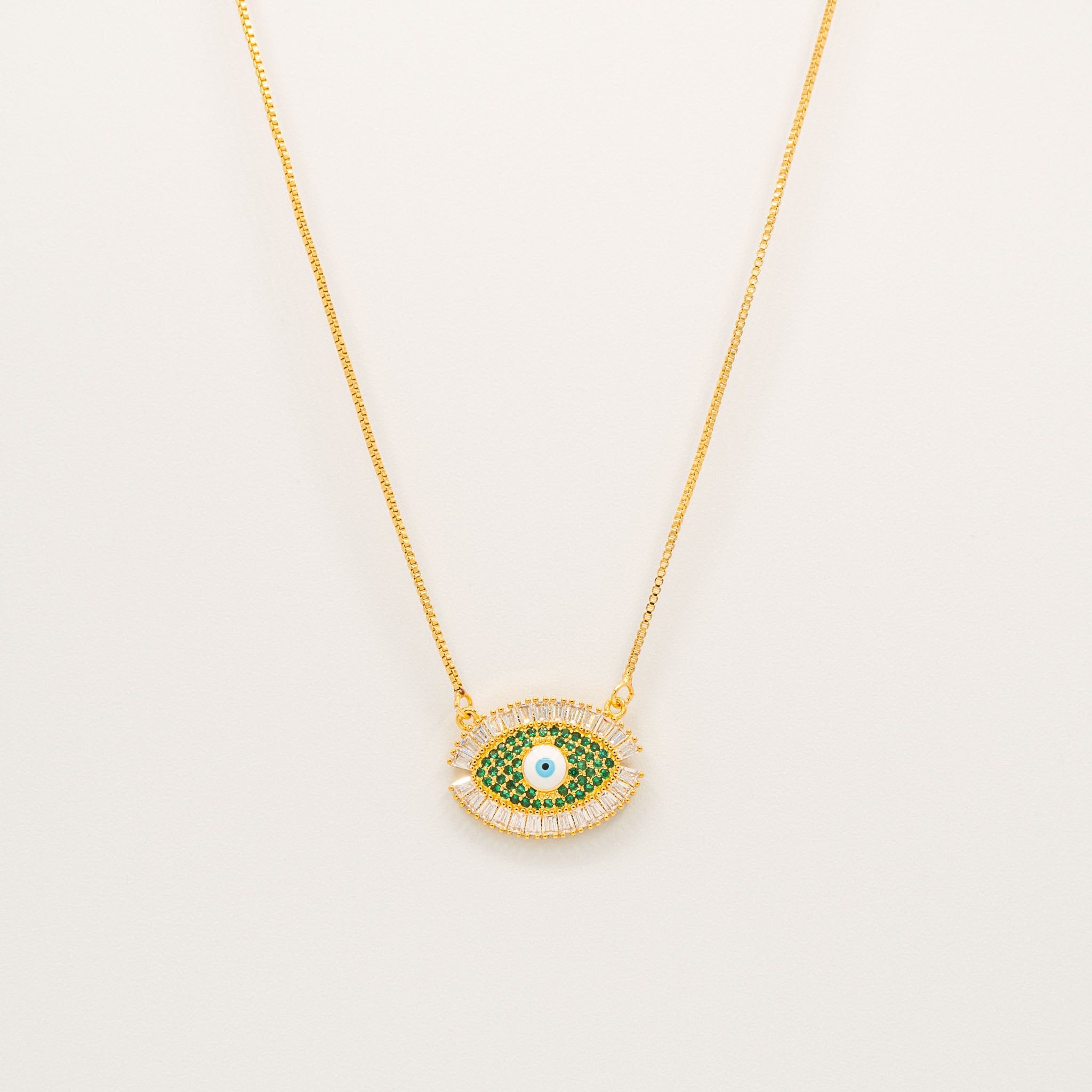 Emerald Evil Eye Necklace-Necklaces-Jessica Wang