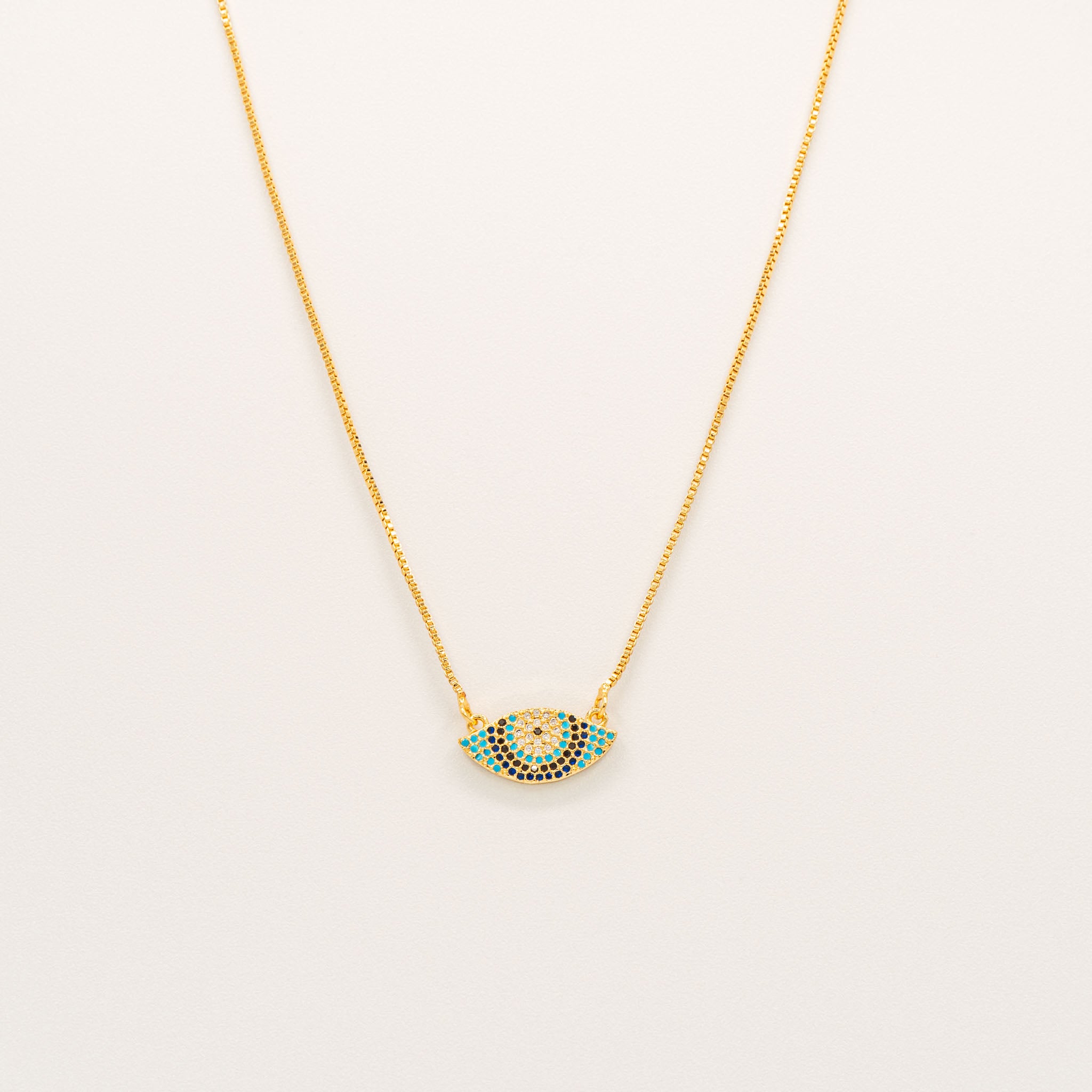 Baby Blue Evil Eye Necklace-Necklaces-Jessica Wang