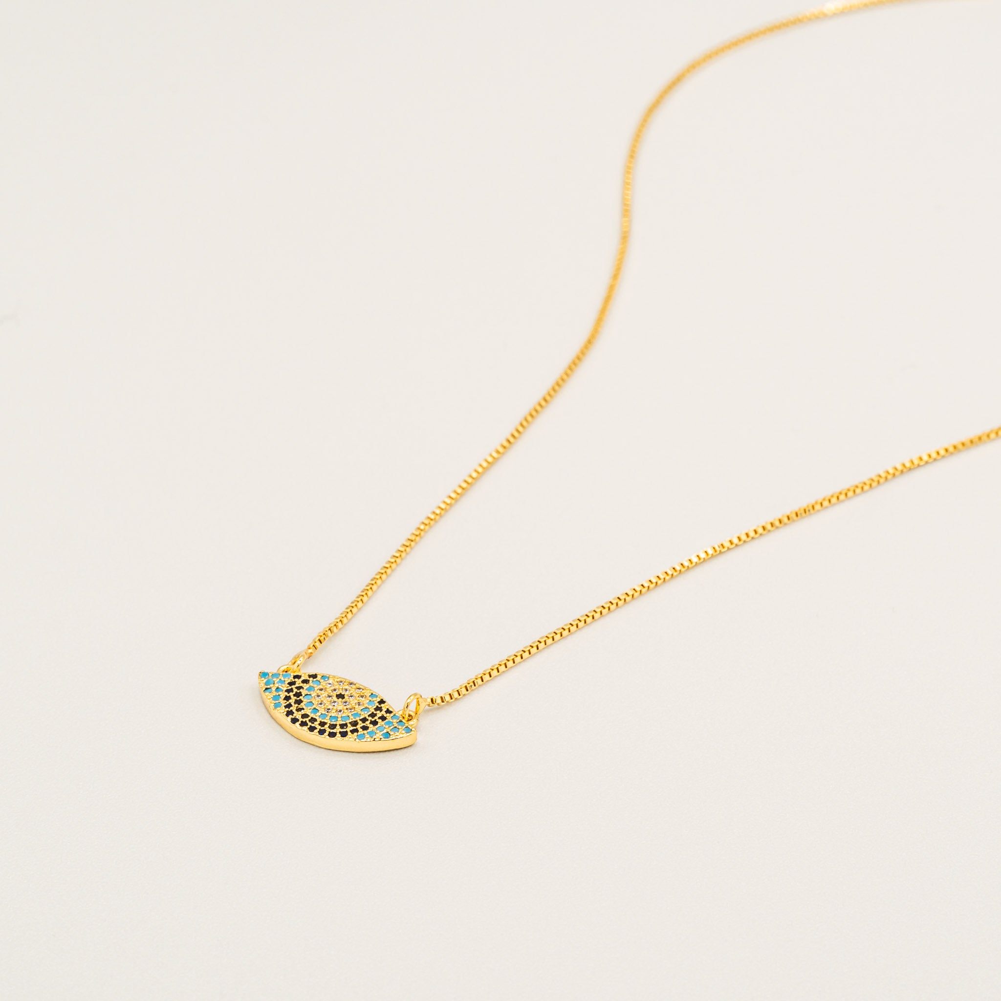 Baby Blue Evil Eye Necklace-Necklaces-Jessica Wang