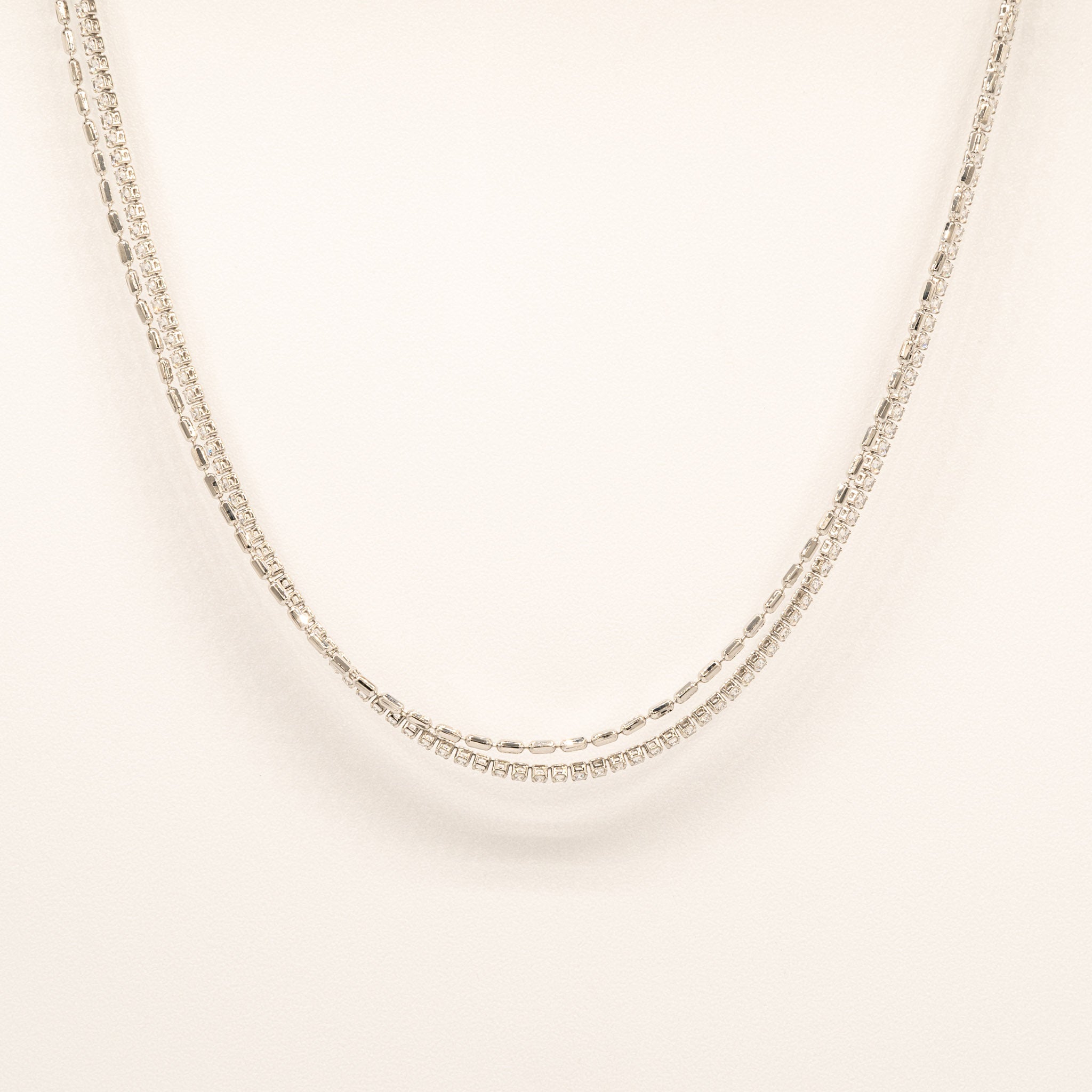 Double Layer White Gold Necklace