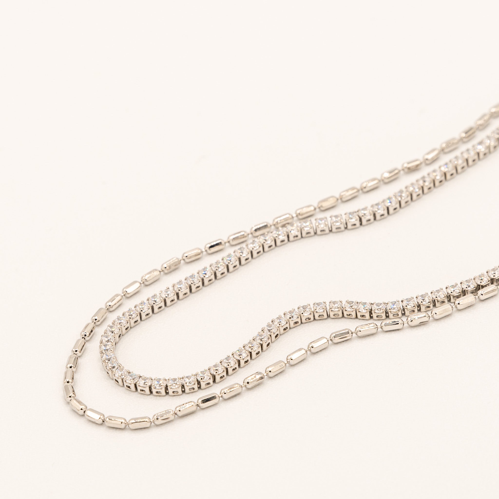 Double Layer White Gold Necklace