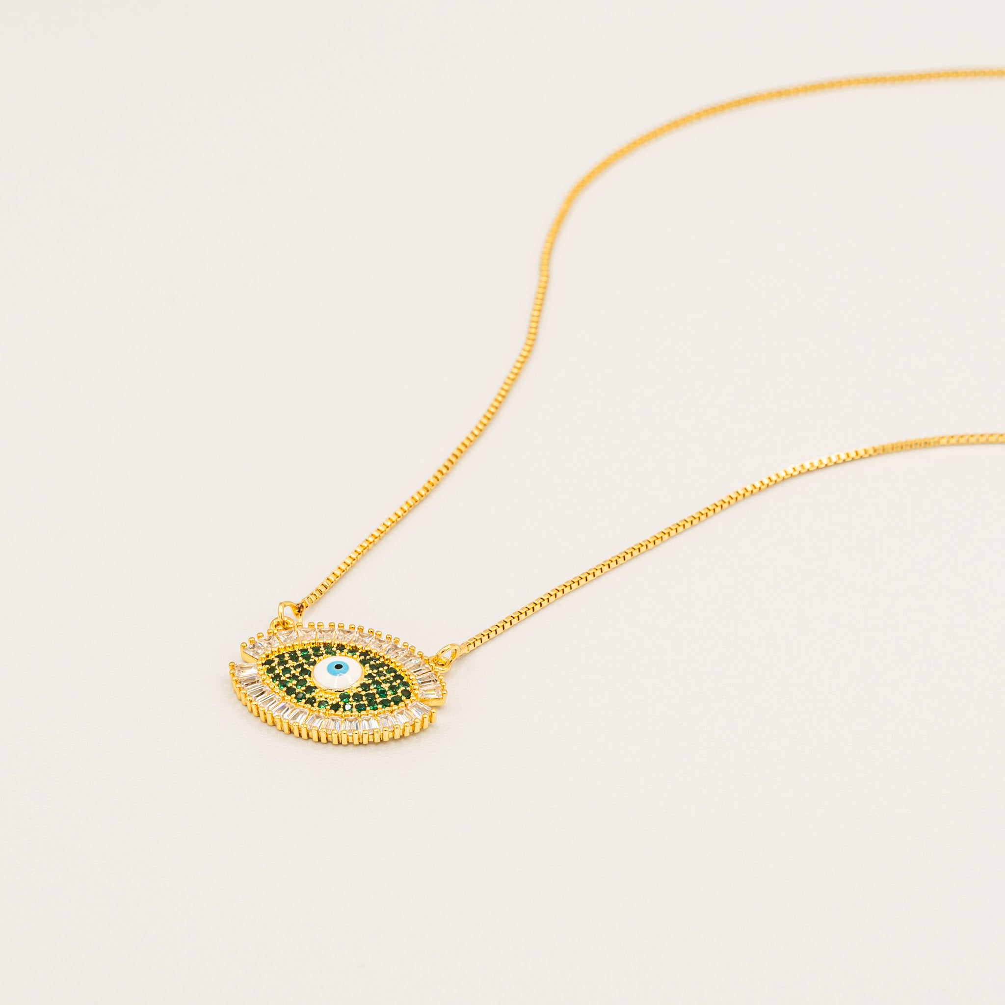 Emerald Evil Eye Necklace-Necklaces-Jessica Wang