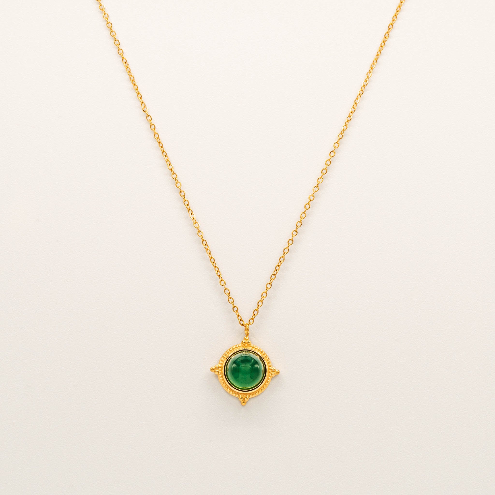 Green Agate Necklace-Necklaces-Jessica Wang