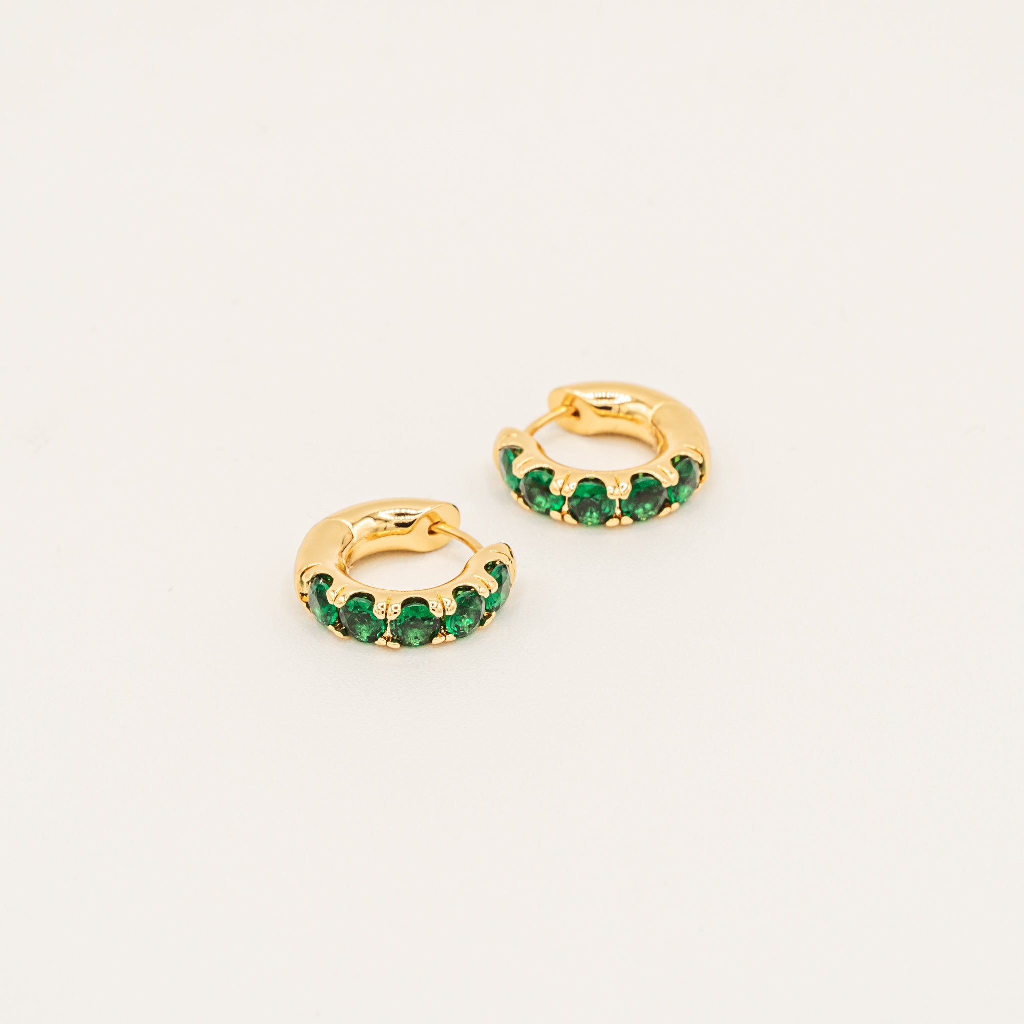 Green Gem Loop Earrings-Earrings-Jessica Wang