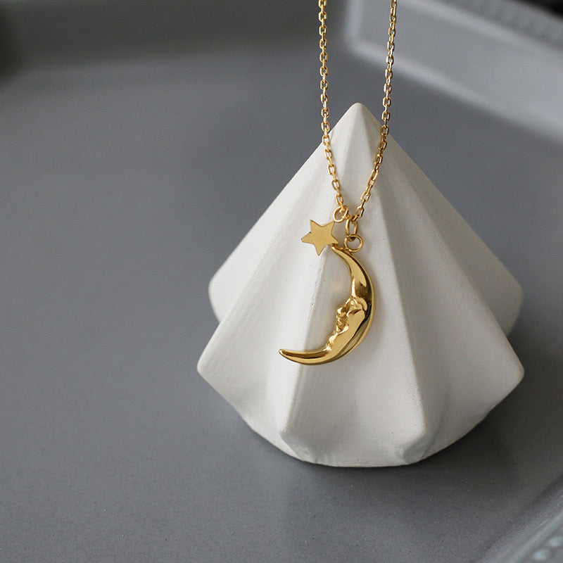 Moon Face Necklace-Necklaces-Jessica Wang