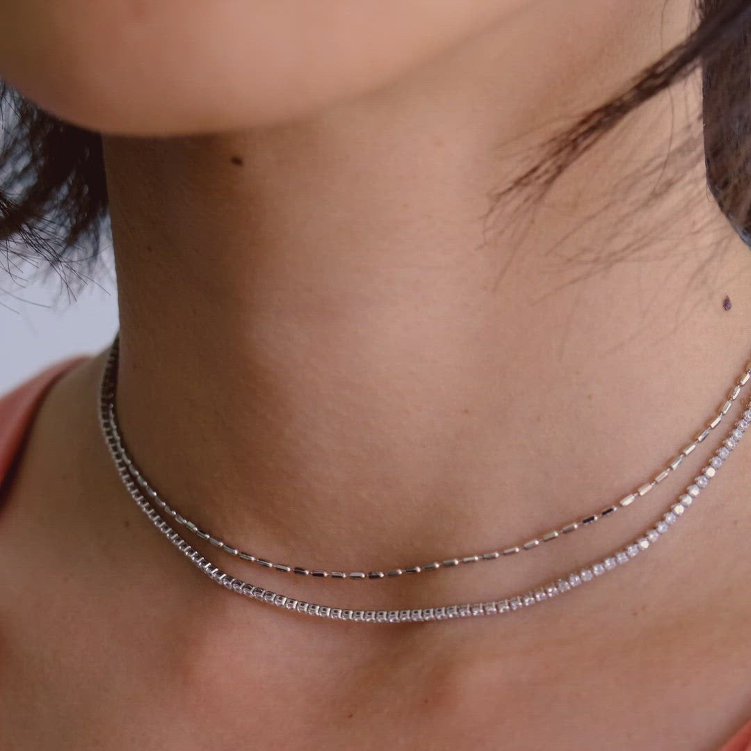 Double Layer White Gold Necklace